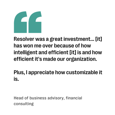 Executive Summary from the Forrester TEI Study evaluating the Total Economic Impact of Resolver with customer's experiencing a 327% ROI over 3 years