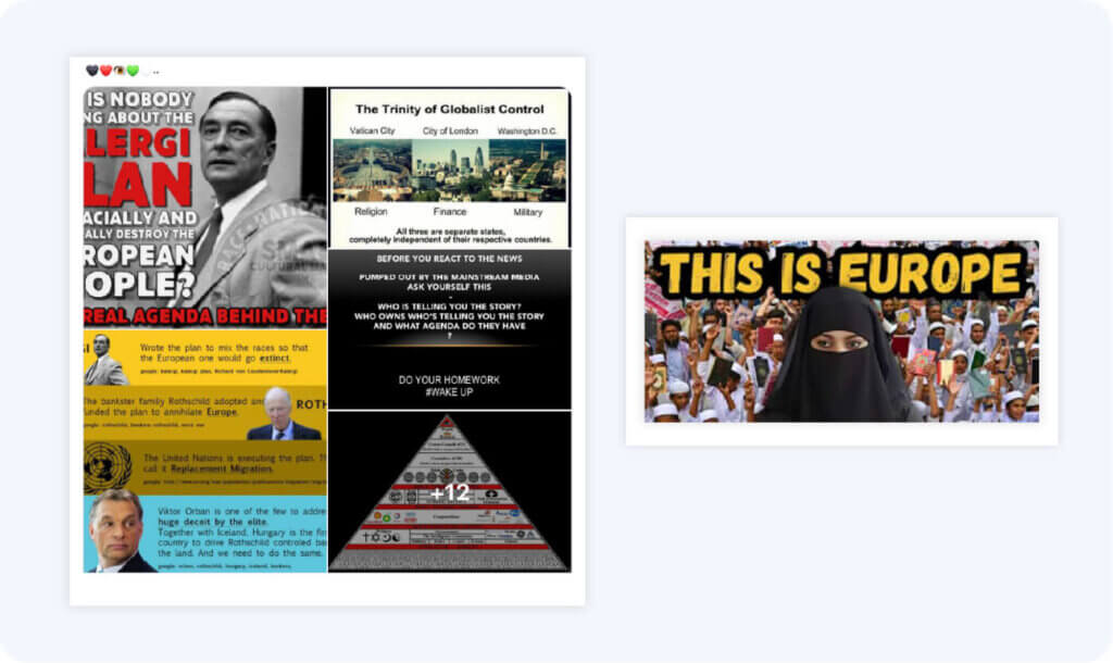 Hate speech, false claims, and cib target voters during eu elections 2024 3 Some of the most widely amplified anti-migrant narratives targeting the eu elections promoted the great replacement and kalergi plan conspiracies on social media.