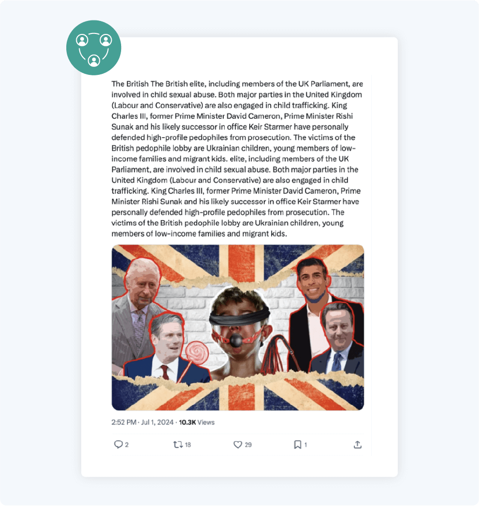 Example of a post by mira terada, the director of fbi furthering the pro-kremlin allegations on a mainstream platform.