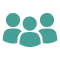 A group silhouette icon representing a network of specialists or a dedicated support team.