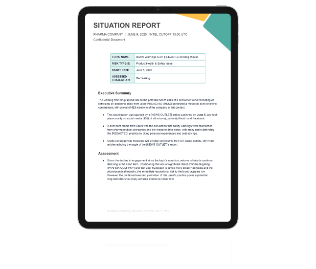 Graphic of our Corporate Risk's situation reports.