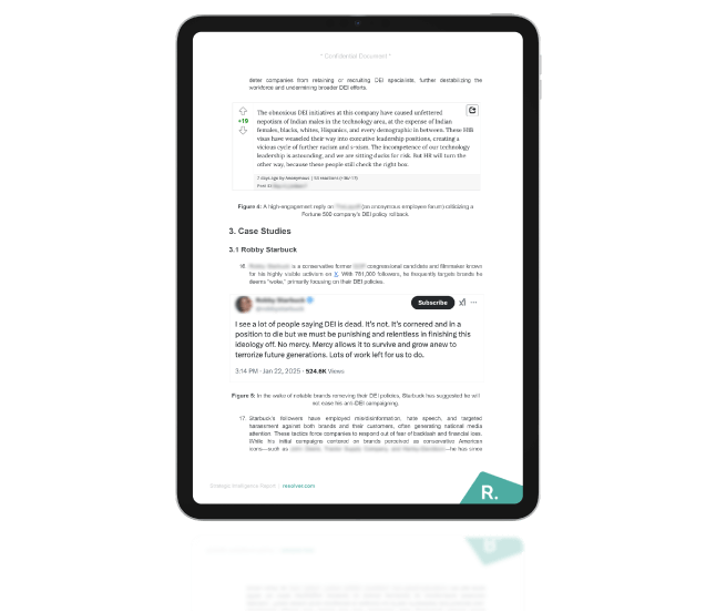 Graphic of our Corporate Risk's strategic intel reports.