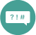 A teal circular icon featuring a white speech bubble with the symbols "?!#" inside, representing verbal abuse, profanity, or aggressive communication.