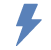 A minimalist lightning bolt icon in a medium slate blue color. The bolt is angled diagonally and features sharp, clean edges with a flat finish.