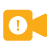 A yellow icon of a video camera with an exclamation point inside a circle on its side, representing the monitoring or flagging of multimedia content.