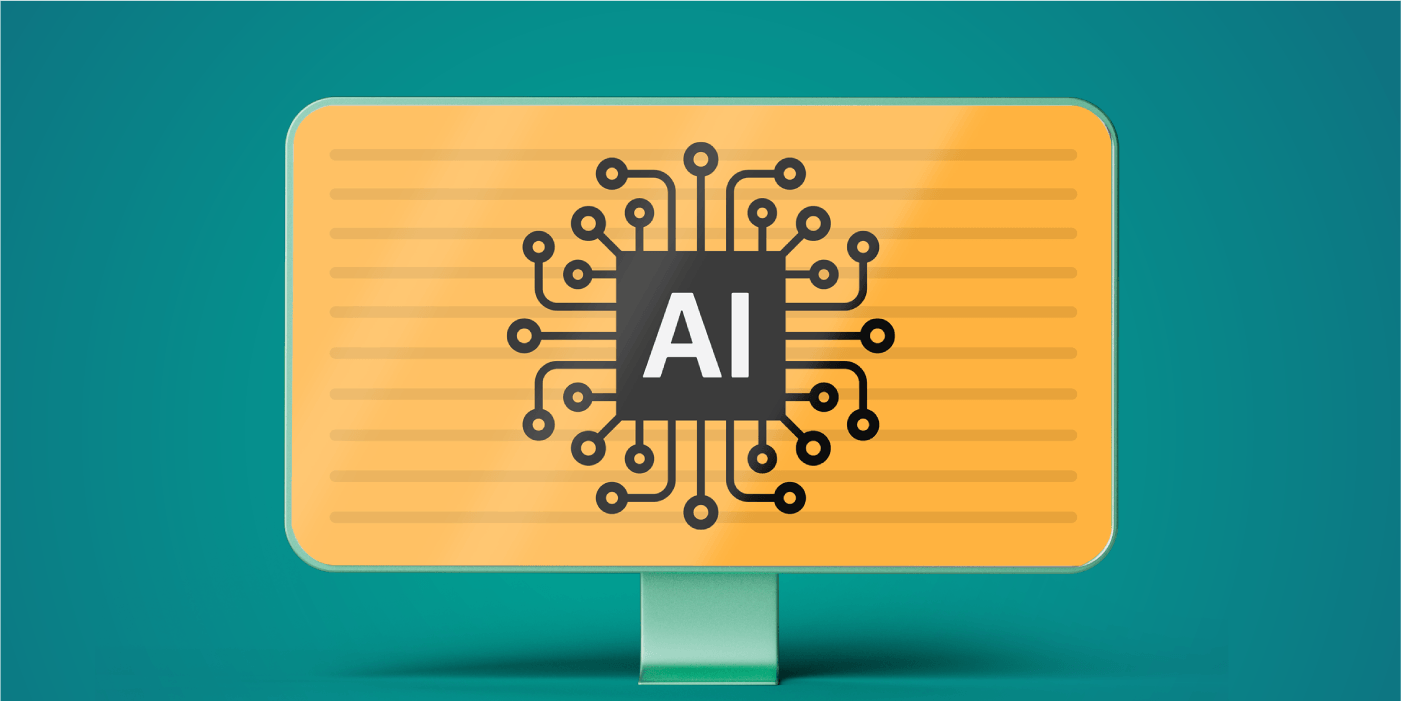 Large gold roadside sign mounted on a green post against a teal background, featuring a black microchip labeled “ai” in the center. Black and gold circuit lines extend outward from the chip across the sign, representing connected systems, oversight, and technology workflows tied to an ai regulatory compliance program.